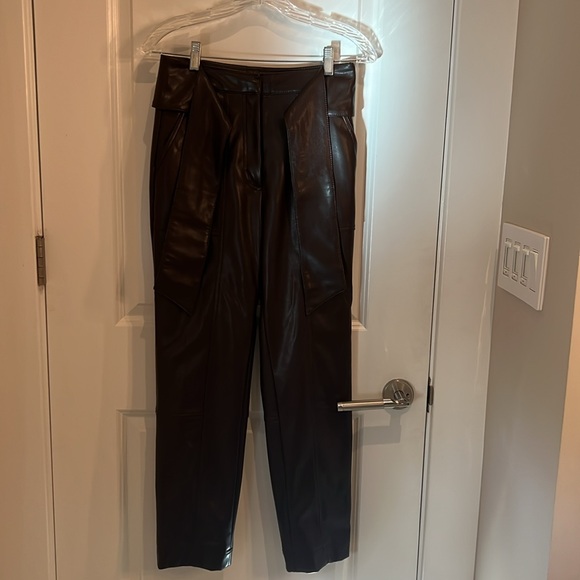 Jonathan Simkhai - Tessa Vegan Leather Tie Waist Pant In Brown - Picture 7 of 10